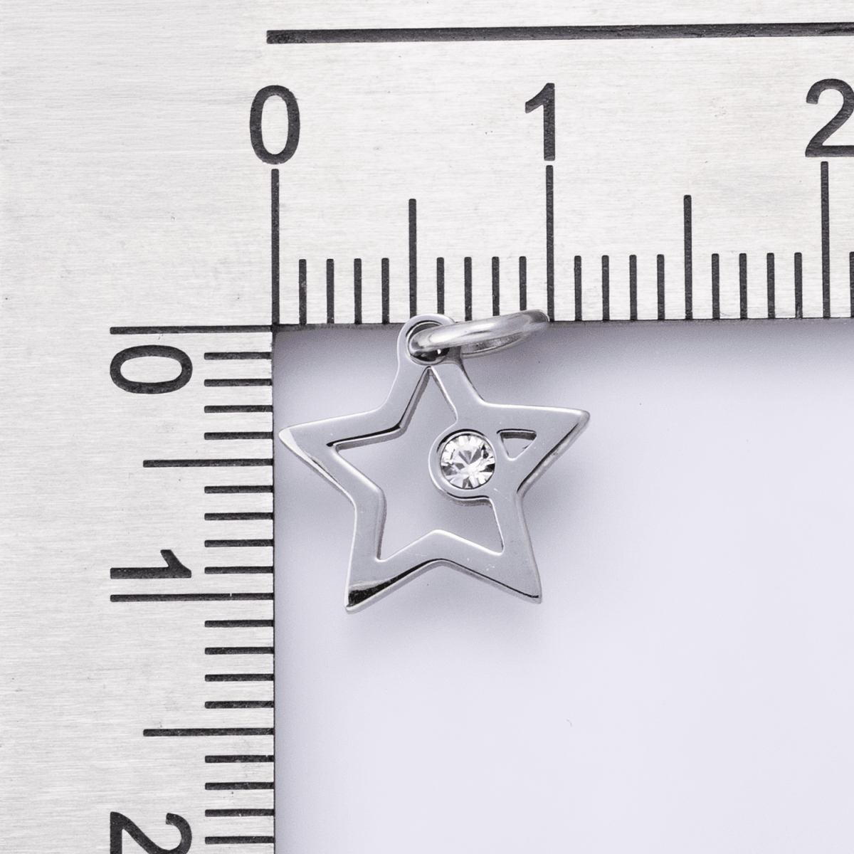 Stainless Steel Clear CZ Celestial Star Open Charm | C00387 - DLUXCA