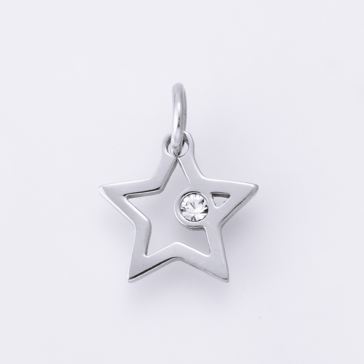 Stainless Steel Clear CZ Celestial Star Open Charm | C00387 - DLUXCA