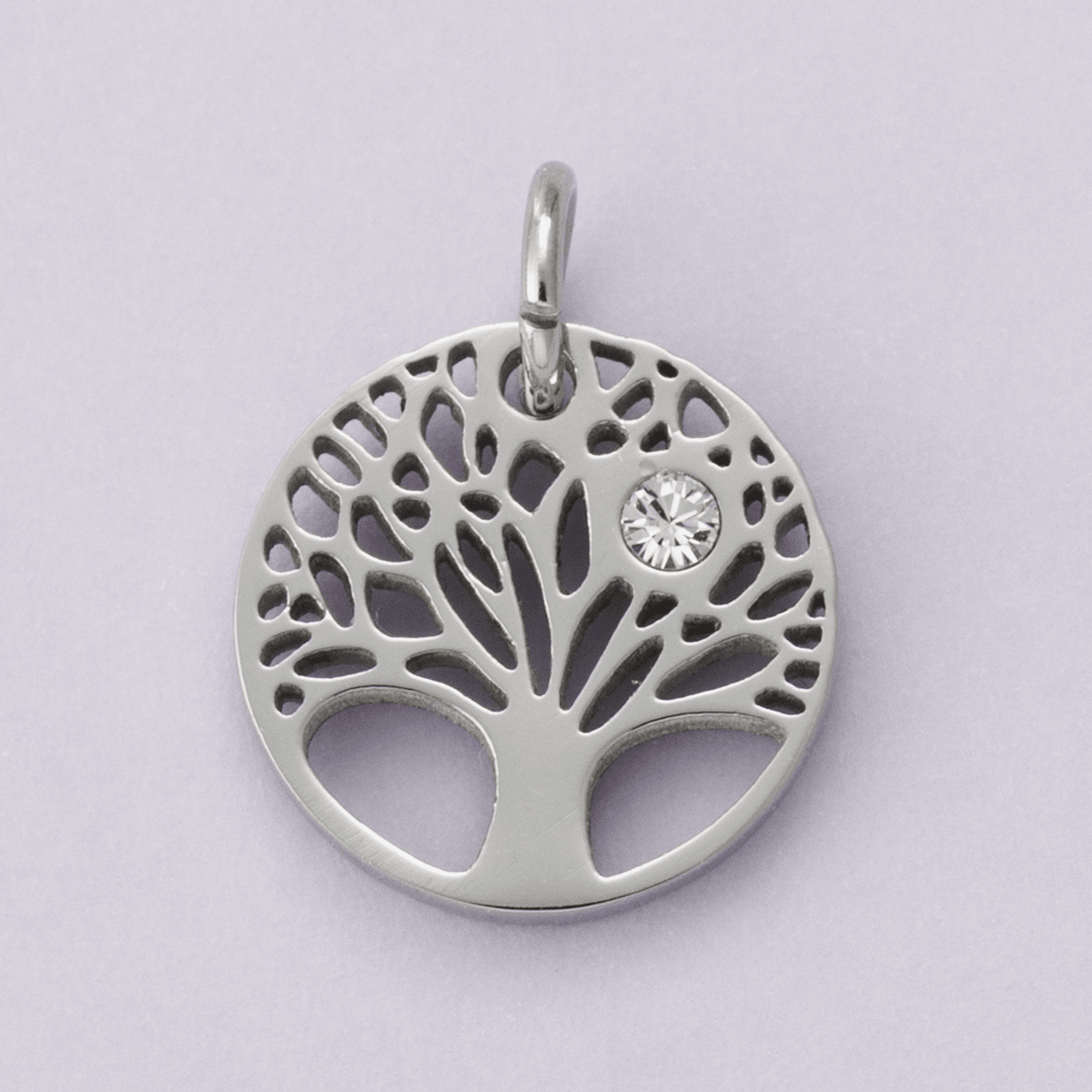 Stainless Steel Clear CZ Natural Tree Open Charm in Gold & Silver | E00631 - DLUXCA