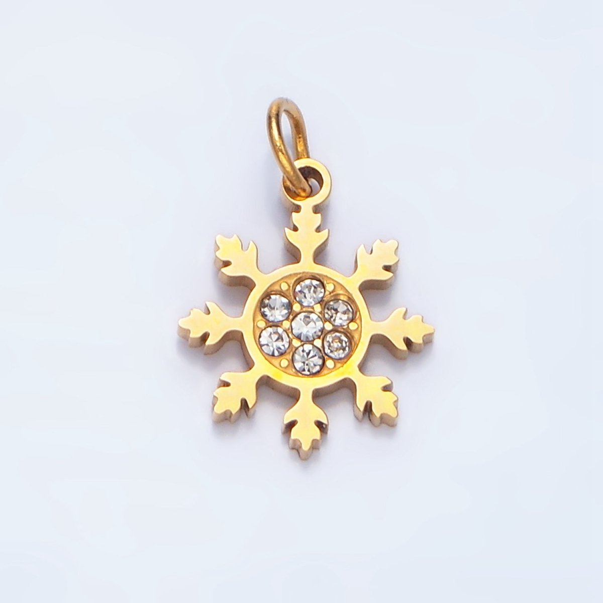 Stainless Steel Clear CZ Snowflake Christmas Holiday Charm | P1492 - DLUXCA