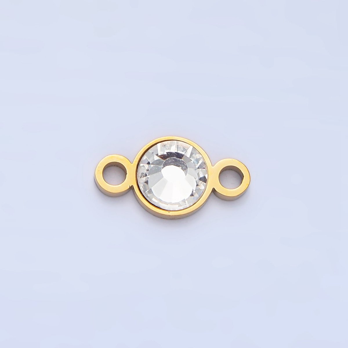 Stainless Steel Clear Round CZ Charm Connector | F - 427 - DLUXCA