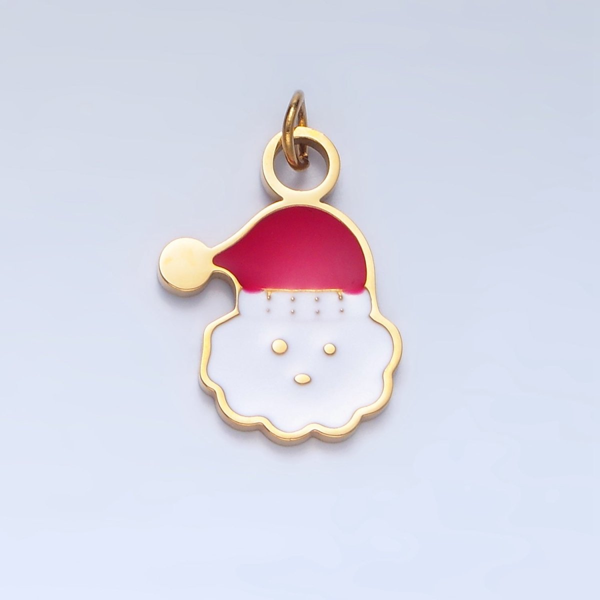 Stainless Steel Cloud Snowy Santa Clause Enamel Christmas Holiday Charm | P1297 P1370 - DLUXCA