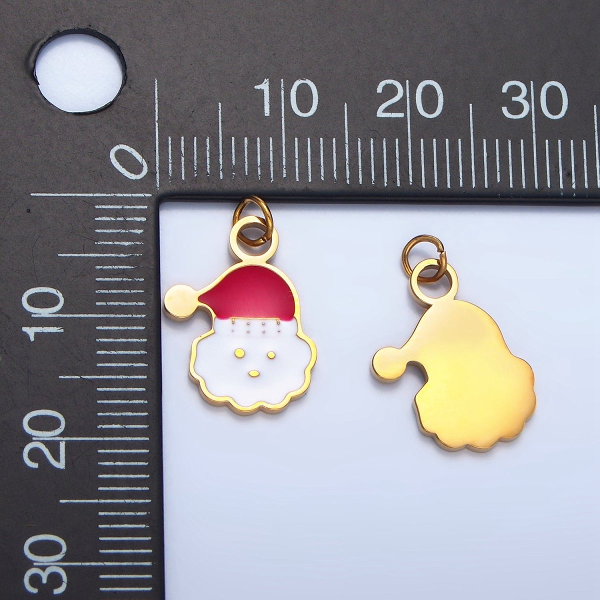 Stainless Steel Cloud Snowy Santa Clause Enamel Christmas Holiday Charm | P1297 P1370 - DLUXCA