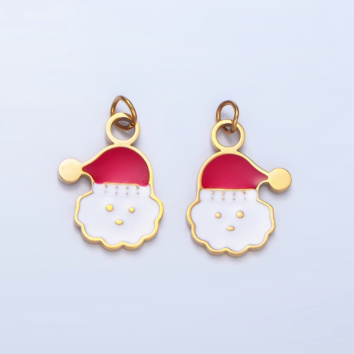 Stainless Steel Cloud Snowy Santa Clause Enamel Christmas Holiday Charm | P1297 P1370 - DLUXCA