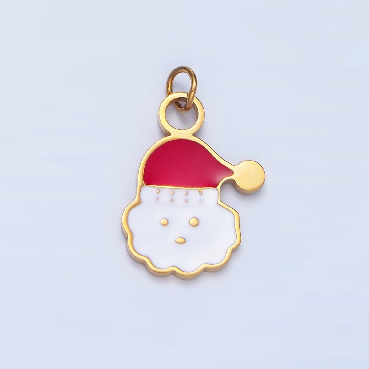 Stainless Steel Cloud Snowy Santa Clause Enamel Christmas Holiday Charm | P1297 P1370 - DLUXCA