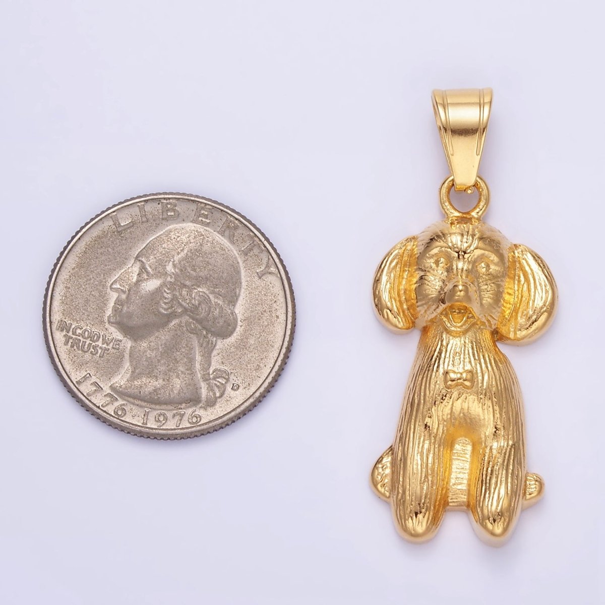 Stainless Steel Cocker Spaniel Pet Dog Minimalist in Gold & Oxidized Silver | P1460 - DLUXCA