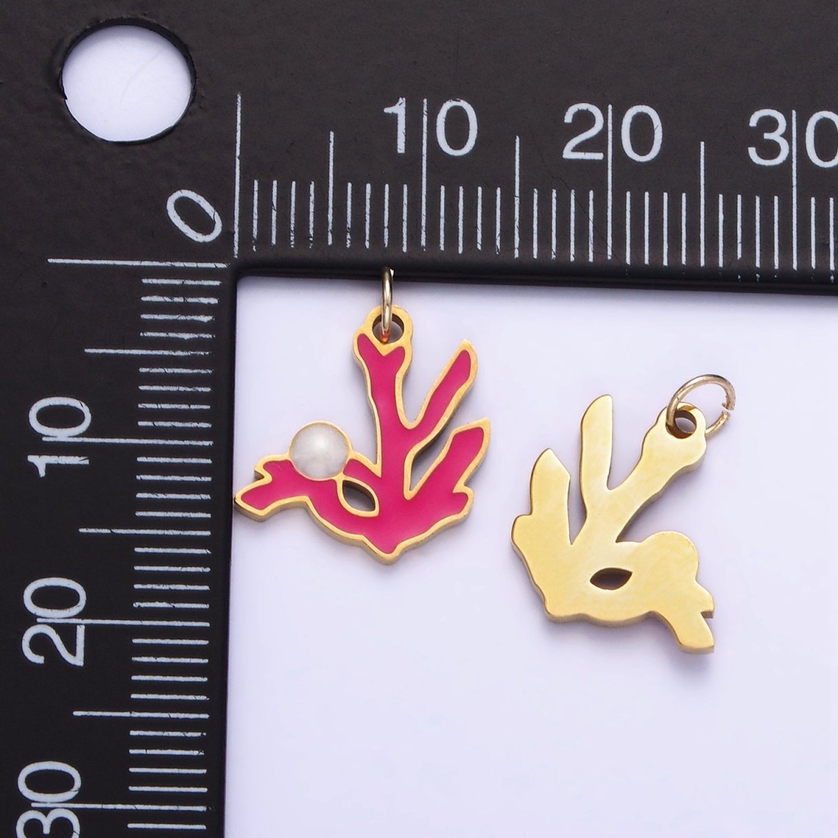 Stainless Steel Coral Charm Enamel Under The Sea Plant Pendant | P995 - DLUXCA