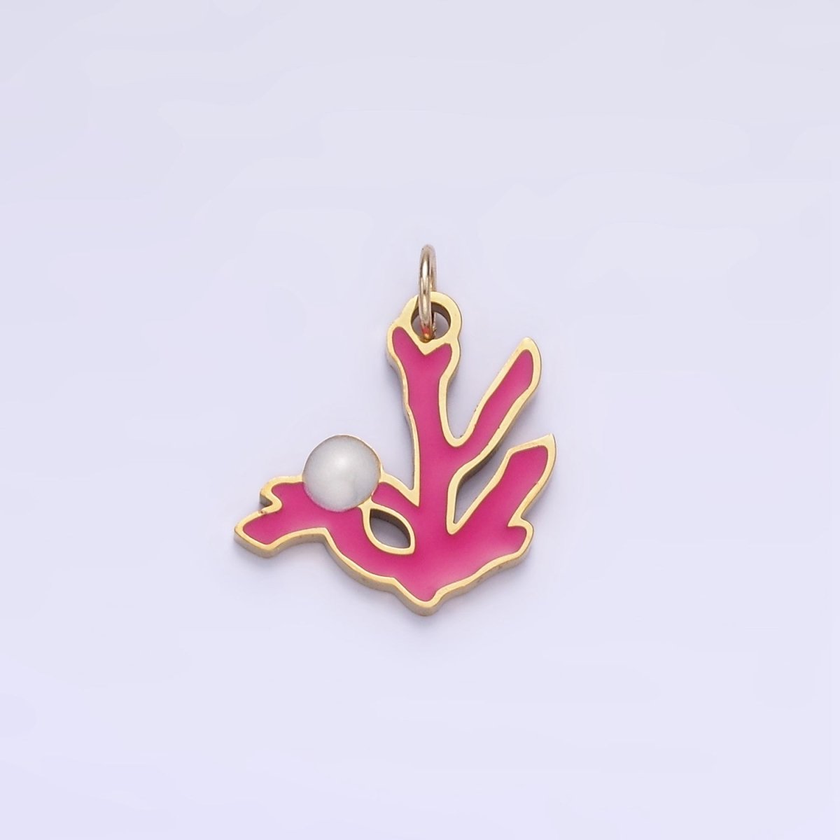 Stainless Steel Coral Charm Enamel Under The Sea Plant Pendant | P995 - DLUXCA