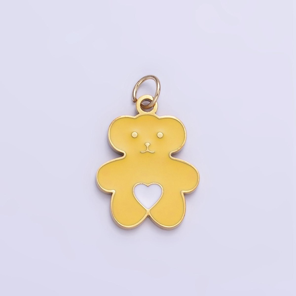 Stainless Steel Cute Yellow Bear Enamel Teddy Bear Pendant | P999 - DLUXCA