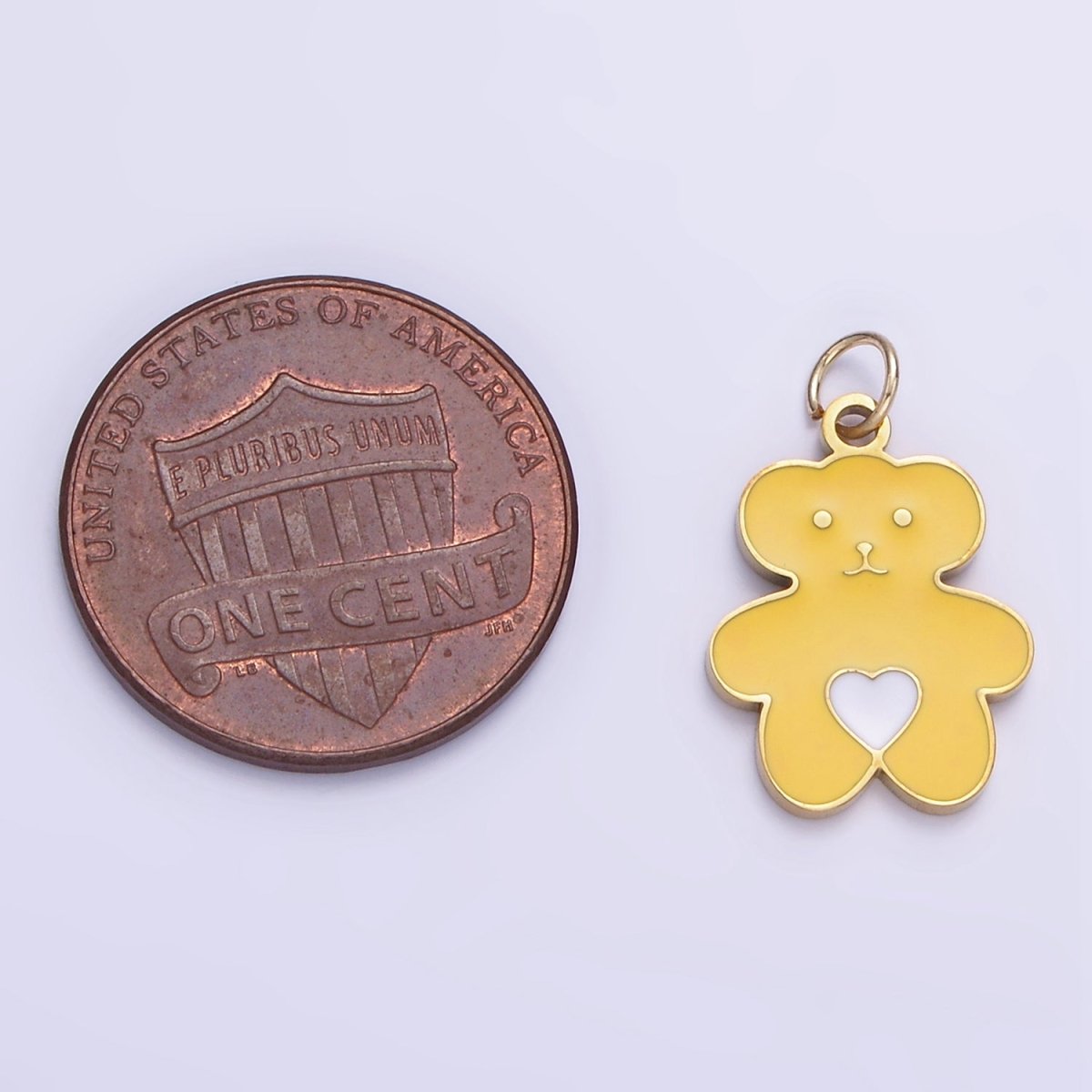 Stainless Steel Cute Yellow Bear Enamel Teddy Bear Pendant | P999 - DLUXCA