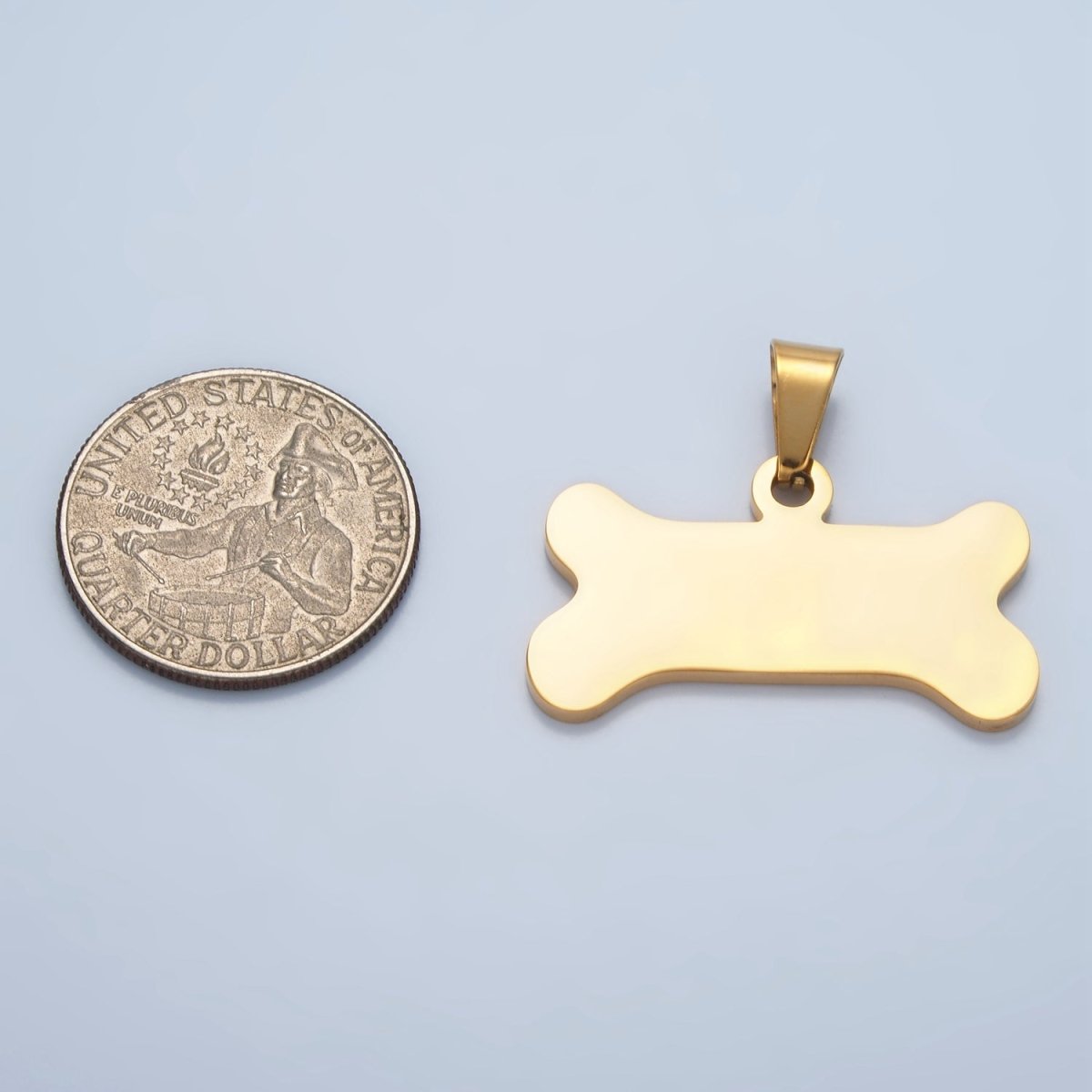 Stainless Steel Dog Bone Minimalist Pet Animal Pendant | P1480 - DLUXCA