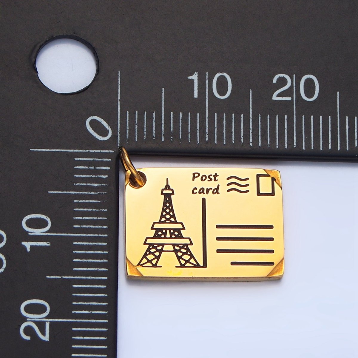 Stainless Steel Eiffel Tower Paris Black Enamel Charm | P1341 - DLUXCA