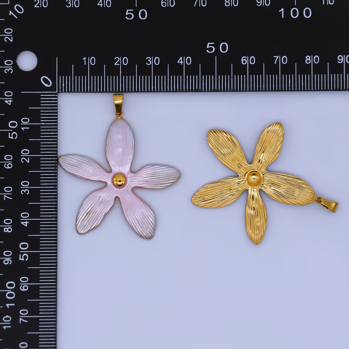 Stainless Steel Enamel 40mm 5 - Petal Star Orchid Flower Charm | J - 063 J - 070 J - 083 J - 138 - DLUXCA