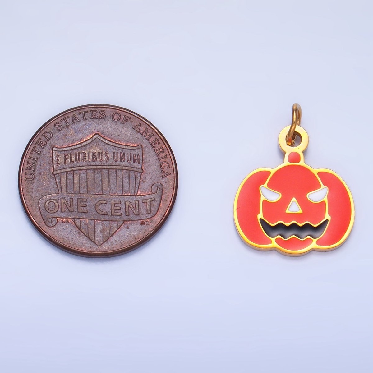 Stainless Steel Enamel Pumpkin Halloween Holiday Charm | P1528 - DLUXCA