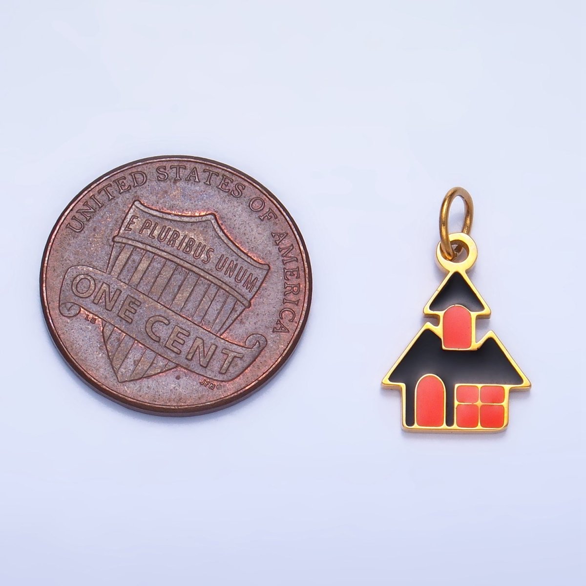 Stainless Steel Enamel Spooky House Home Halloween Holiday Charm | P1529 - DLUXCA