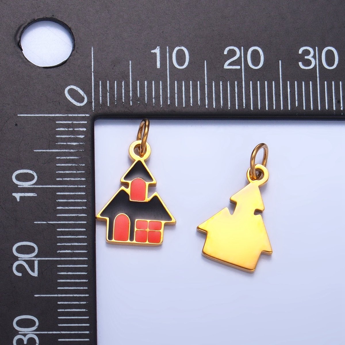 Stainless Steel Enamel Spooky House Home Halloween Holiday Charm | P1529 - DLUXCA