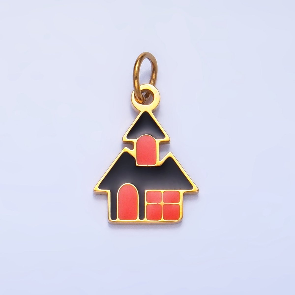 Stainless Steel Enamel Spooky House Home Halloween Holiday Charm | P1529 - DLUXCA