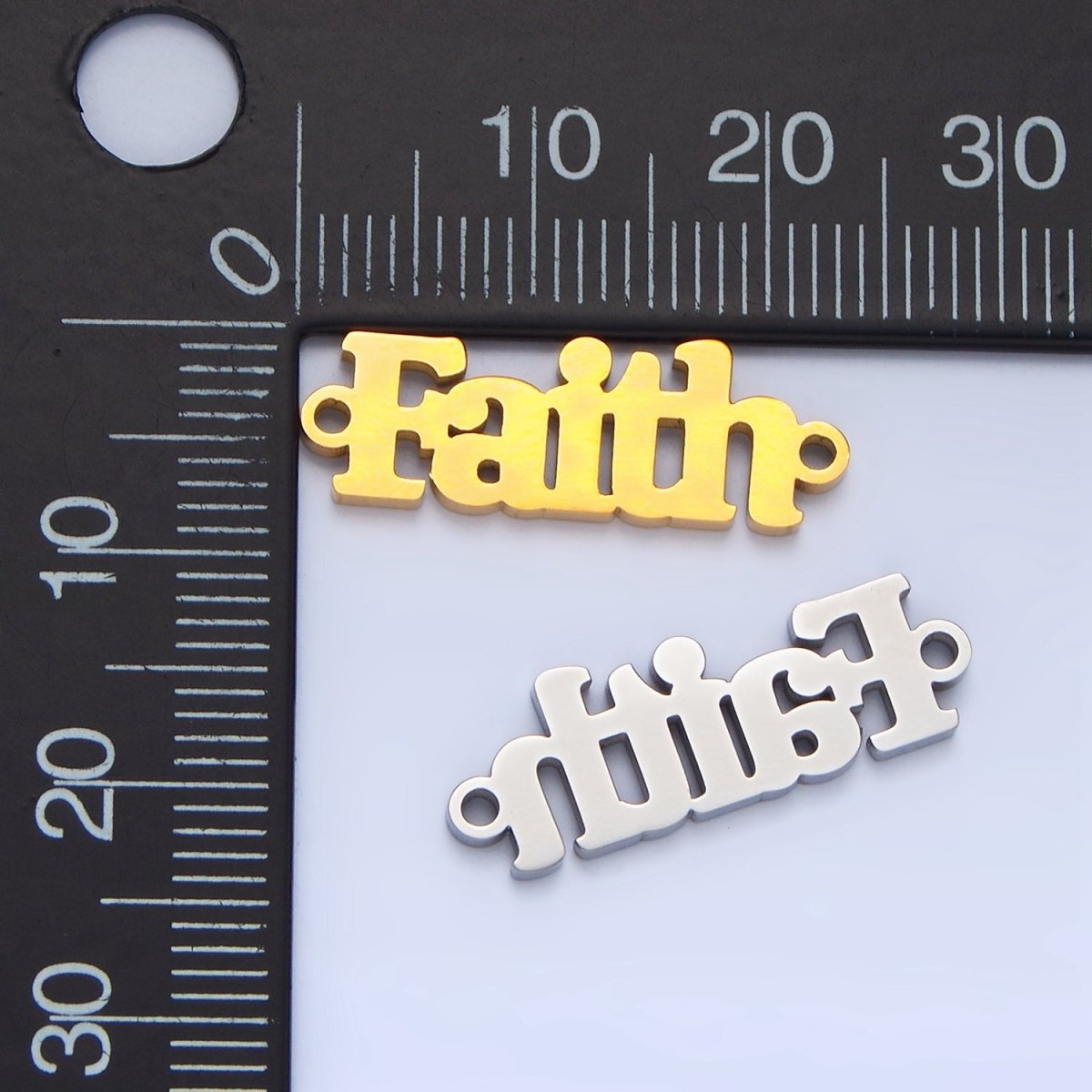 Stainless Steel "Faith" Word Charm Connector in Gold & Silver | F - 436 - DLUXCA