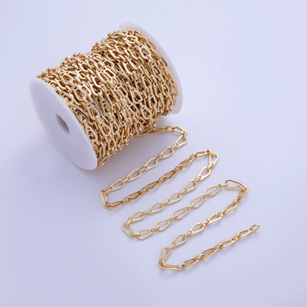 Stainless Steel Geometric Oblong Link Unfinished Chain by Yard | Roll - 15723 - DLUXCA