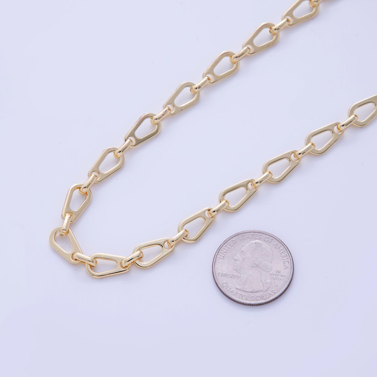 Stainless Steel Geometric Oblong Link Unfinished Chain by Yard | Roll - 15723 - DLUXCA