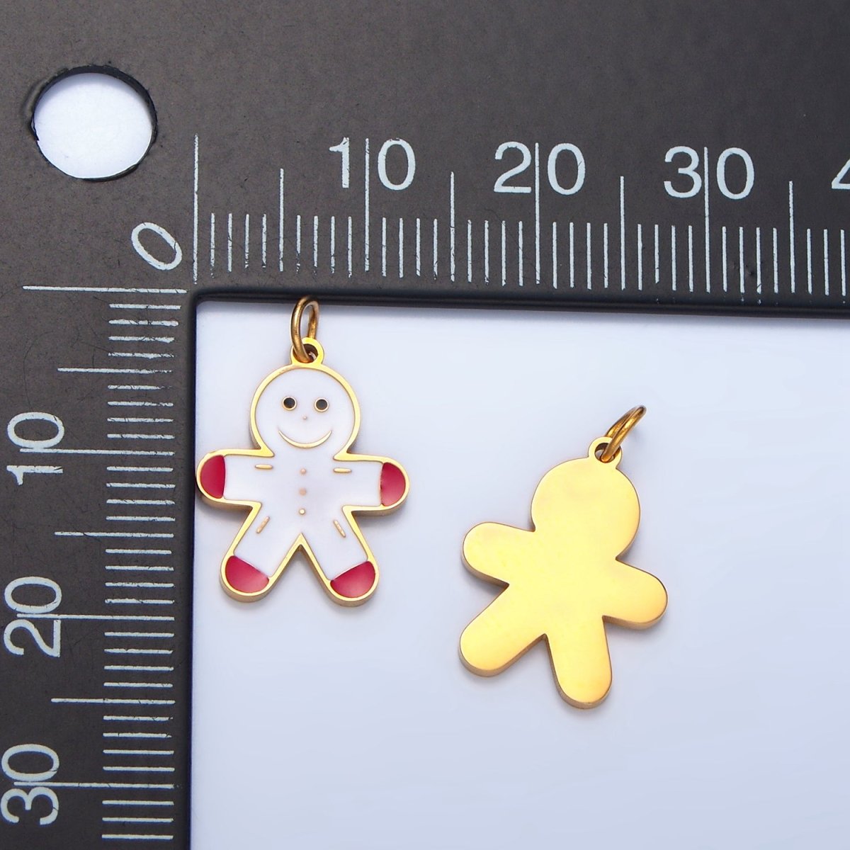 Stainless Steel Gingerbread Man Enamel Christmas Holiday Charm | P1512 - DLUXCA