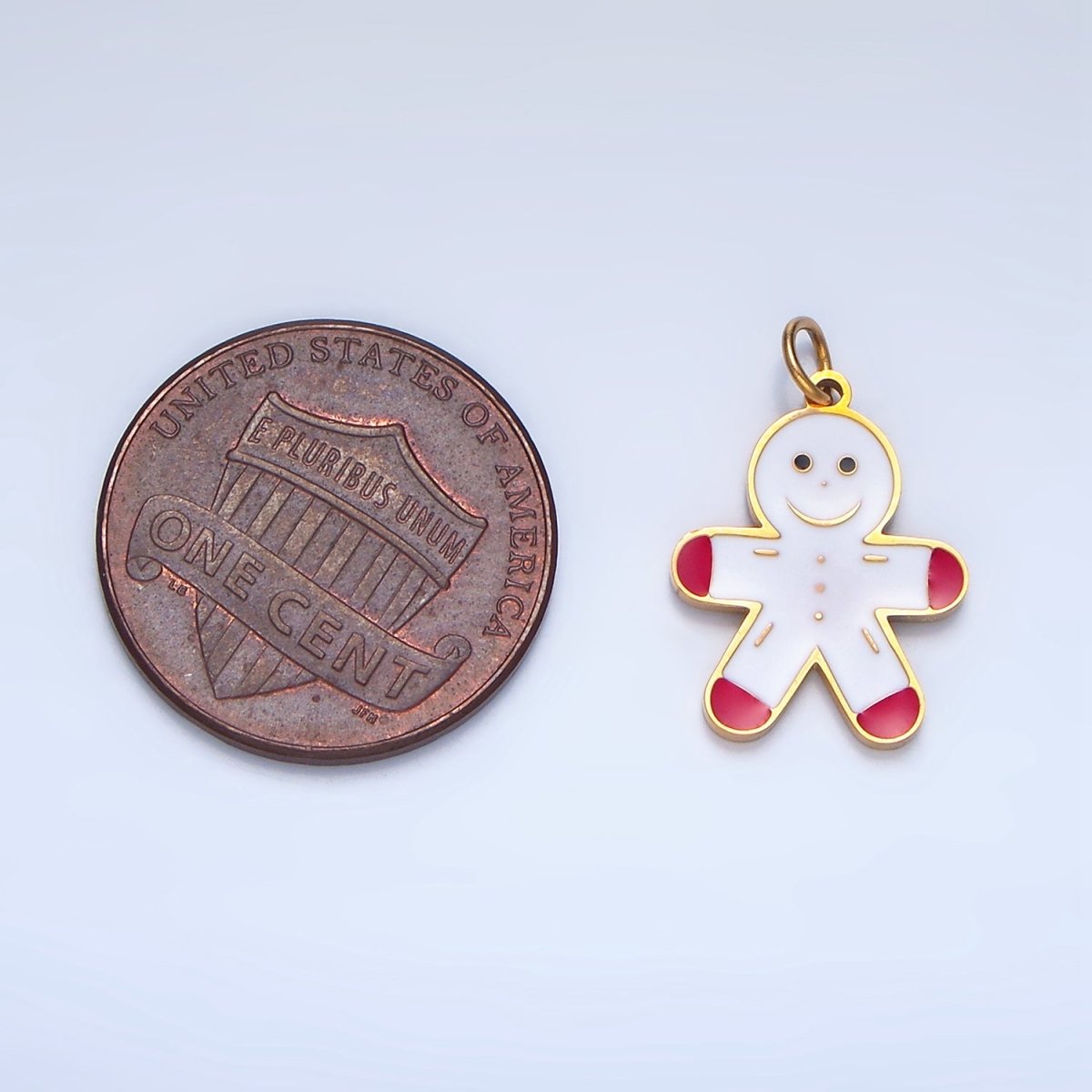 Stainless Steel Gingerbread Man Enamel Christmas Holiday Charm | P1512 - DLUXCA