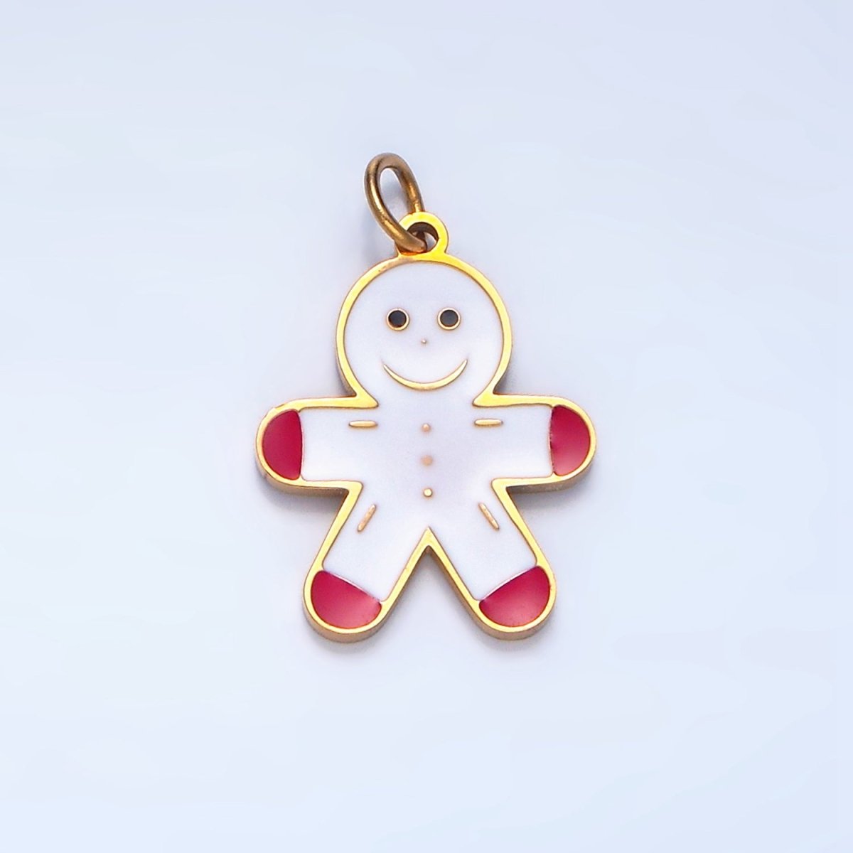 Stainless Steel Gingerbread Man Enamel Christmas Holiday Charm | P1512 - DLUXCA