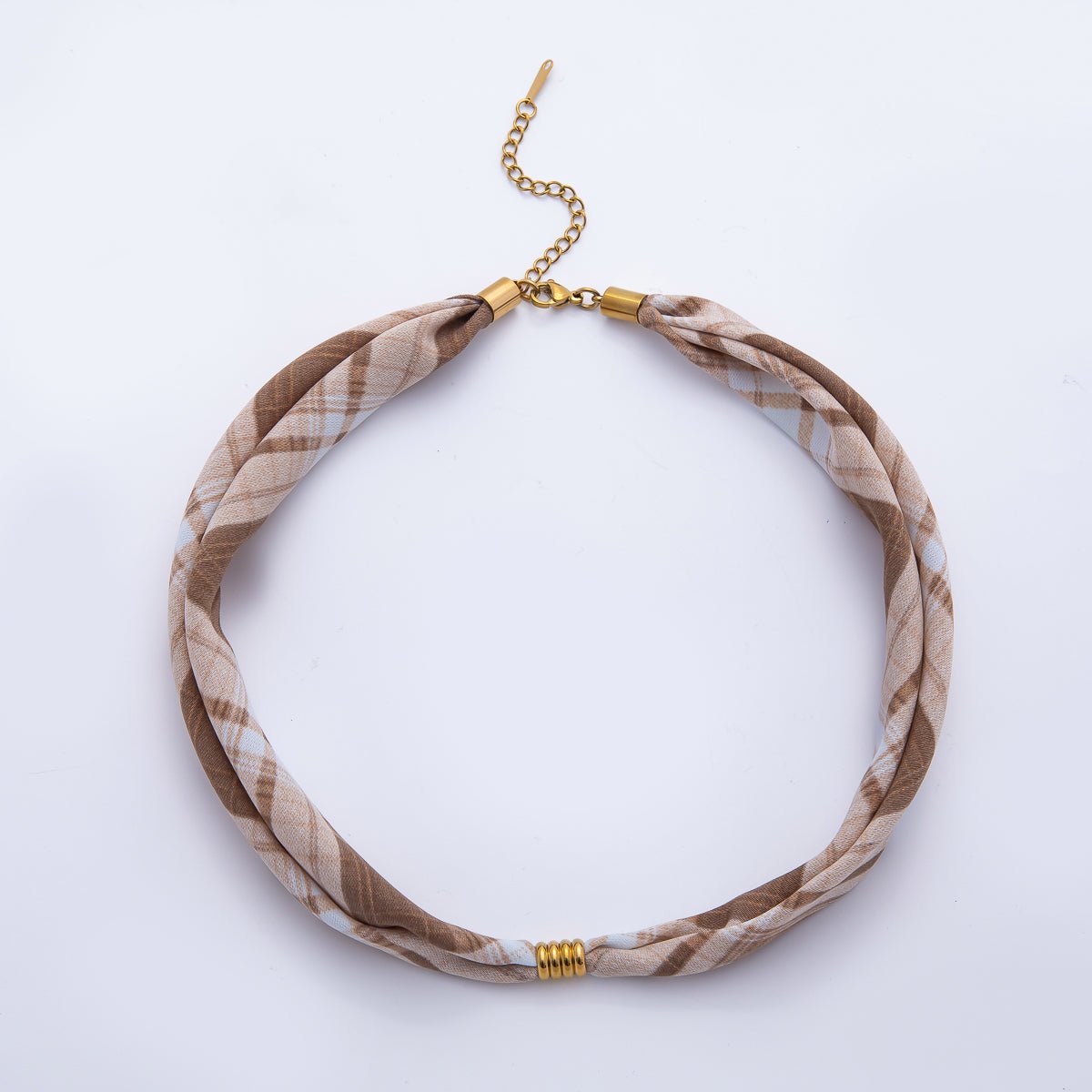 Stainless Steel Gold Brown, Black, Pink Smooth Silk Scarf Handmade Necklace | WA1653 - WA1655, WA1716 - WA1718, WA1721 - WA1723, WA1726 WA1727 WA1730 WA1735 - DLUXCA