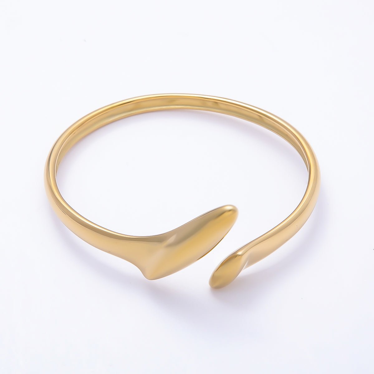 Stainless Steel Gold PVD Double Geometric Molten Wrap Cuff Bracelet | WA-01325 - DLUXCA