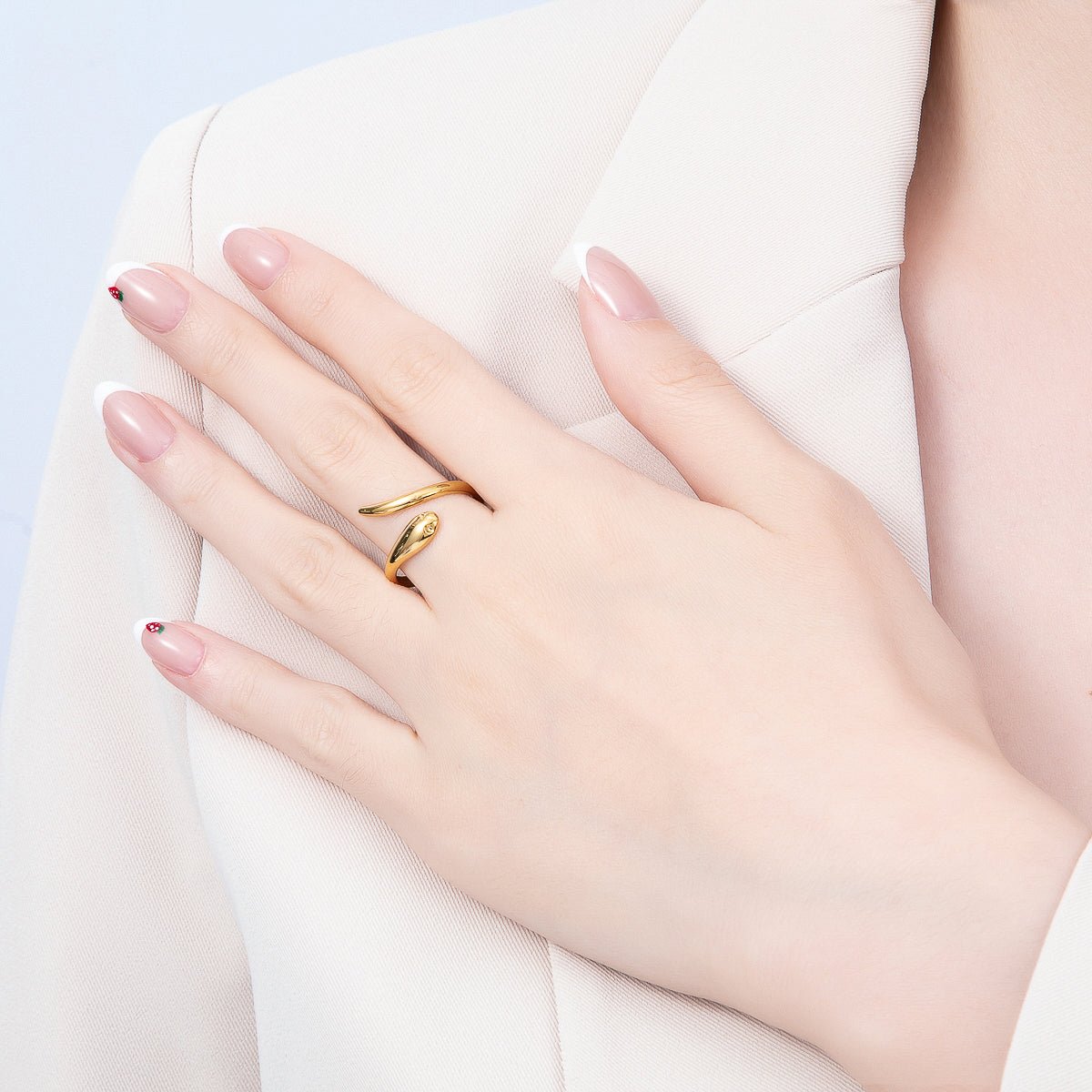 Stainless Steel Gold PVD Minimalist Molten Snake Wrap Ring | Rings-00318 - DLUXCA