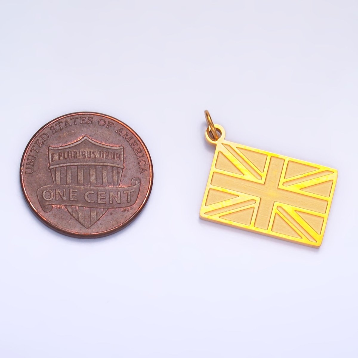 Stainless Steel Gold Union Jack England Flag Charm | P1438 - DLUXCA