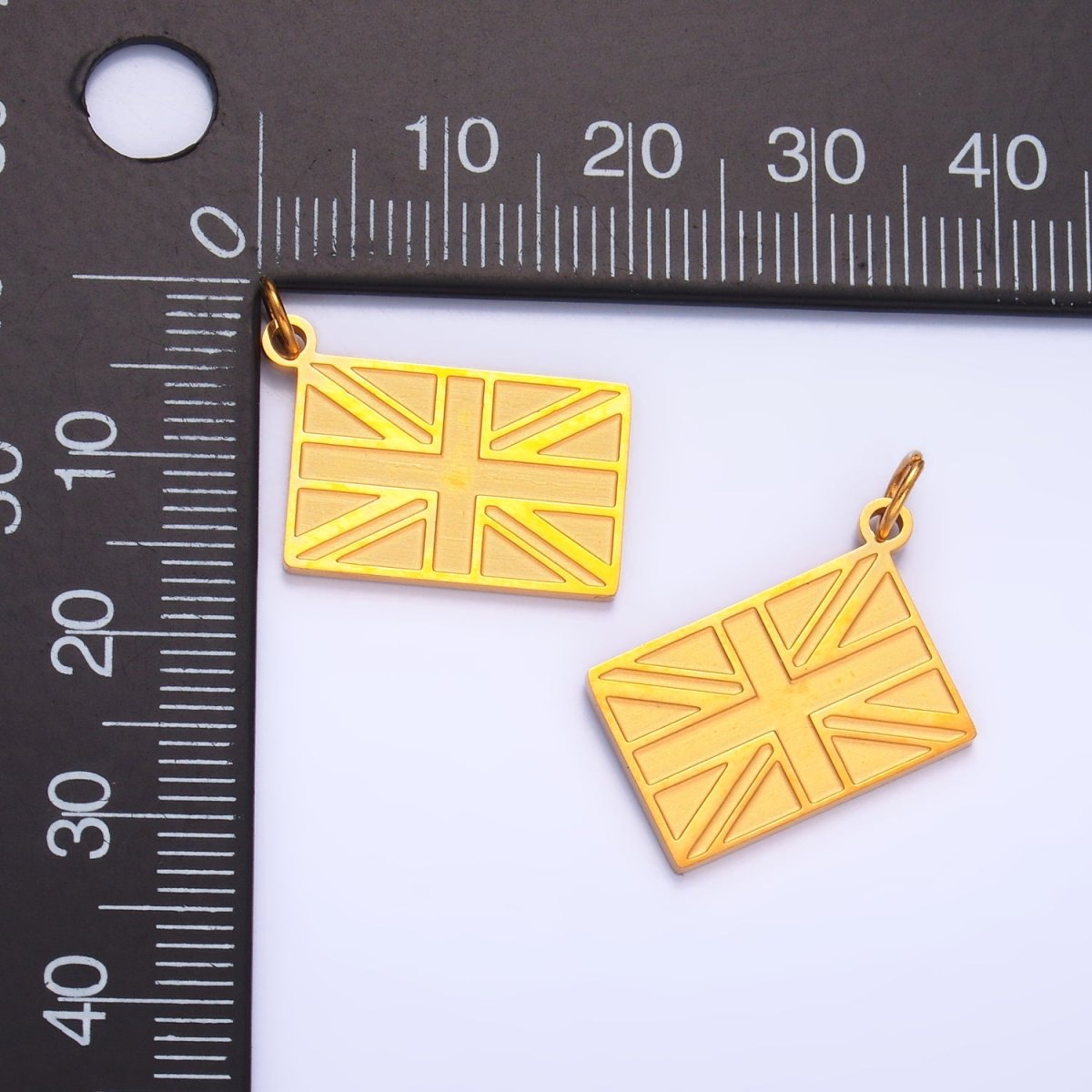 Stainless Steel Gold Union Jack England Flag Charm | P1438 - DLUXCA