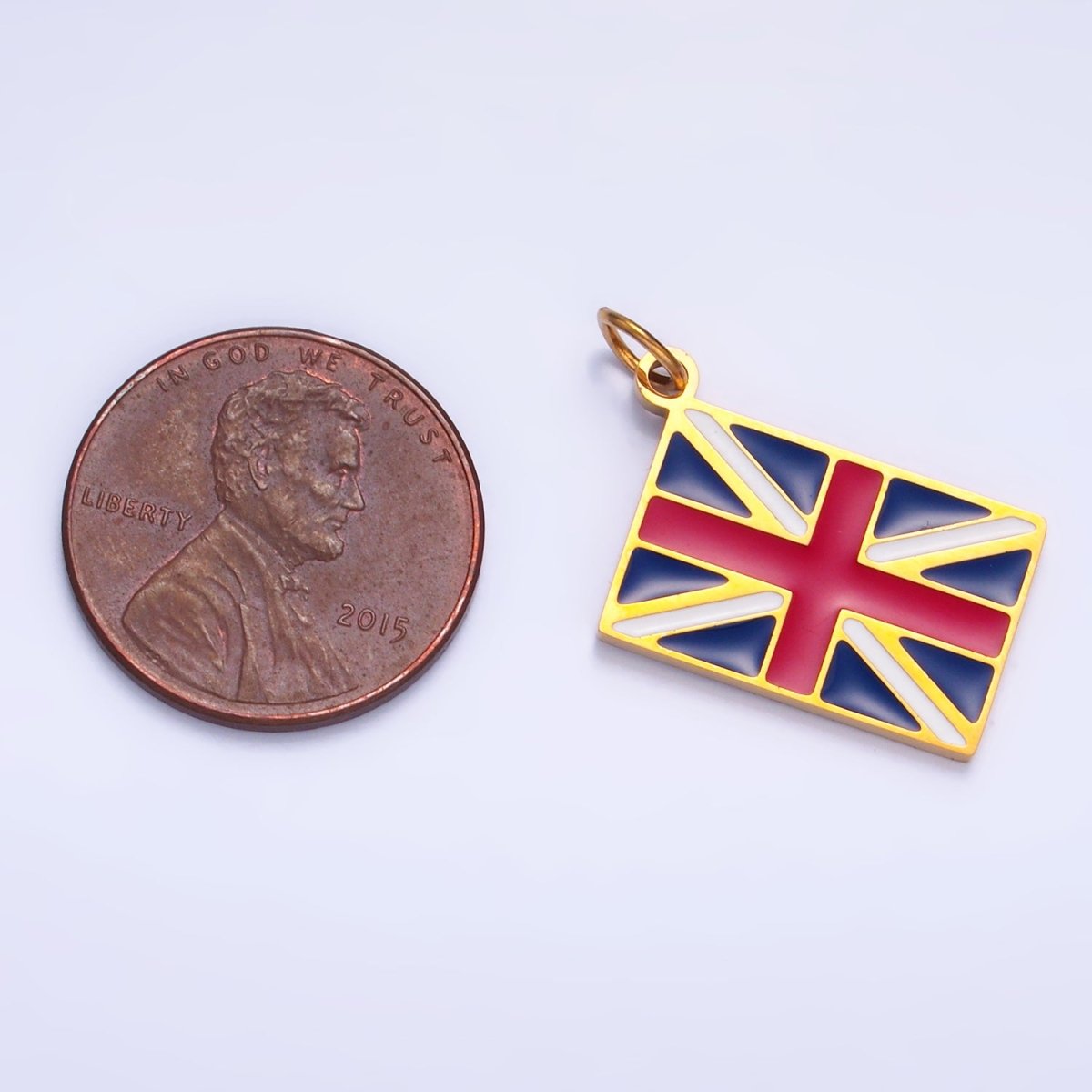 Stainless Steel Gold Union Jack England Flag Charm | P1440 - DLUXCA