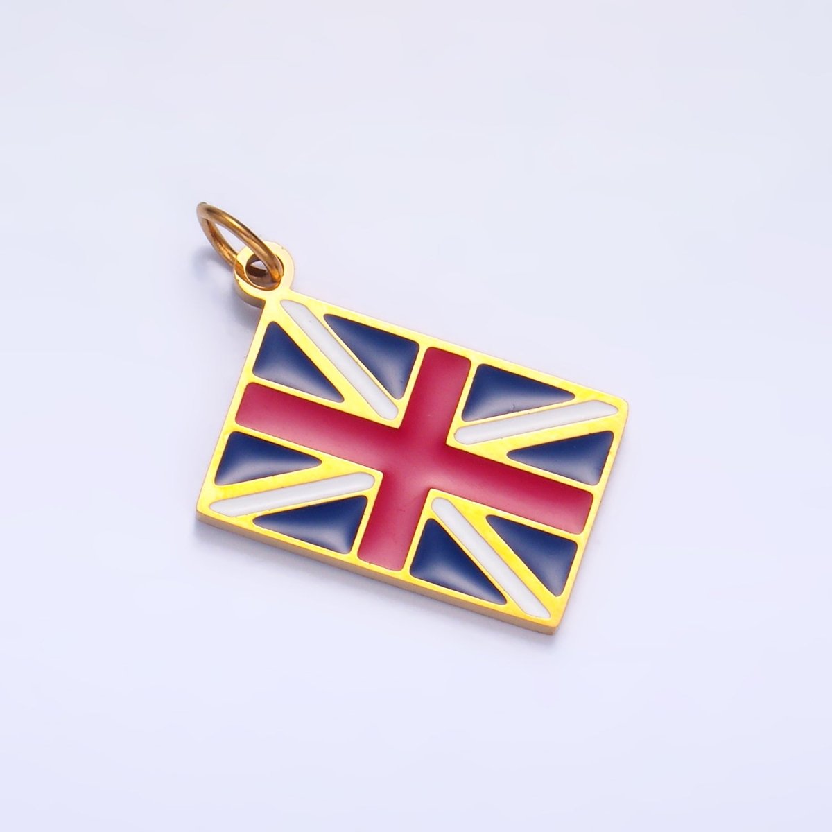 Stainless Steel Gold Union Jack England Flag Charm | P1440 - DLUXCA