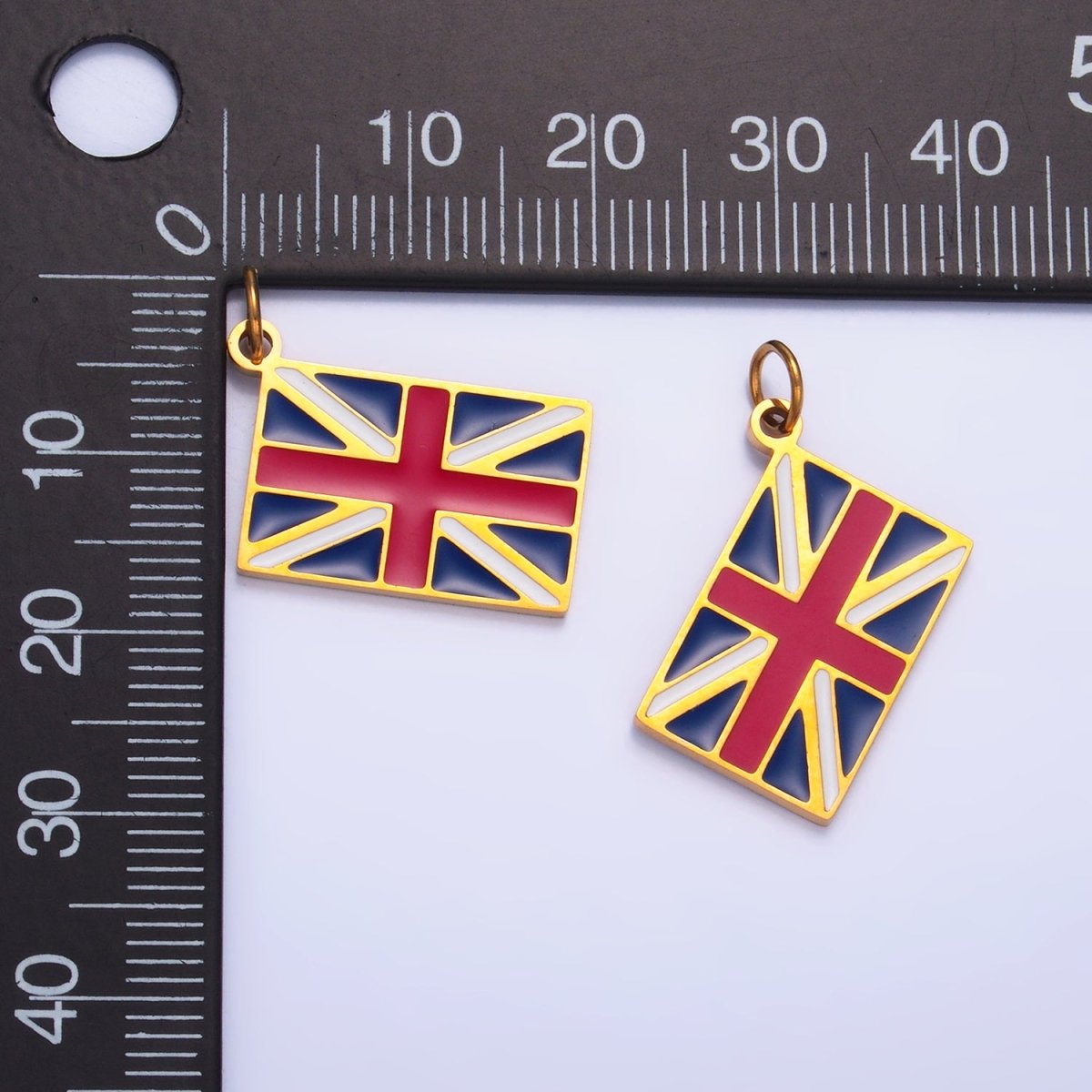 Stainless Steel Gold Union Jack England Flag Charm | P1440 - DLUXCA