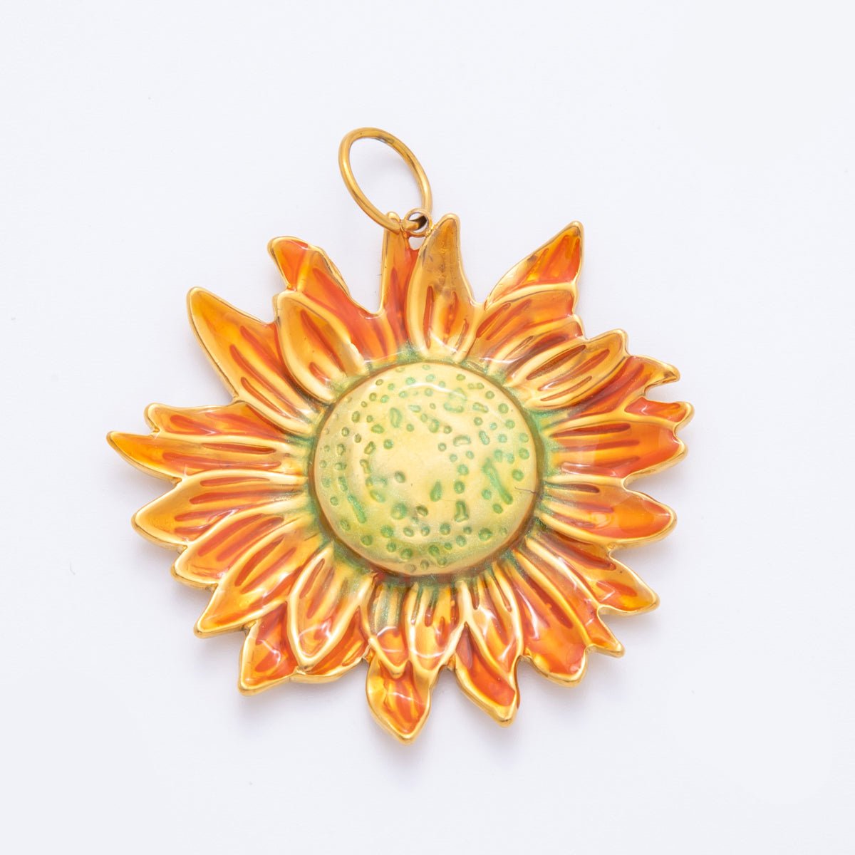 Stainless Steel Gradient Sunrise Sunflower Charm | J458 - DLUXCA