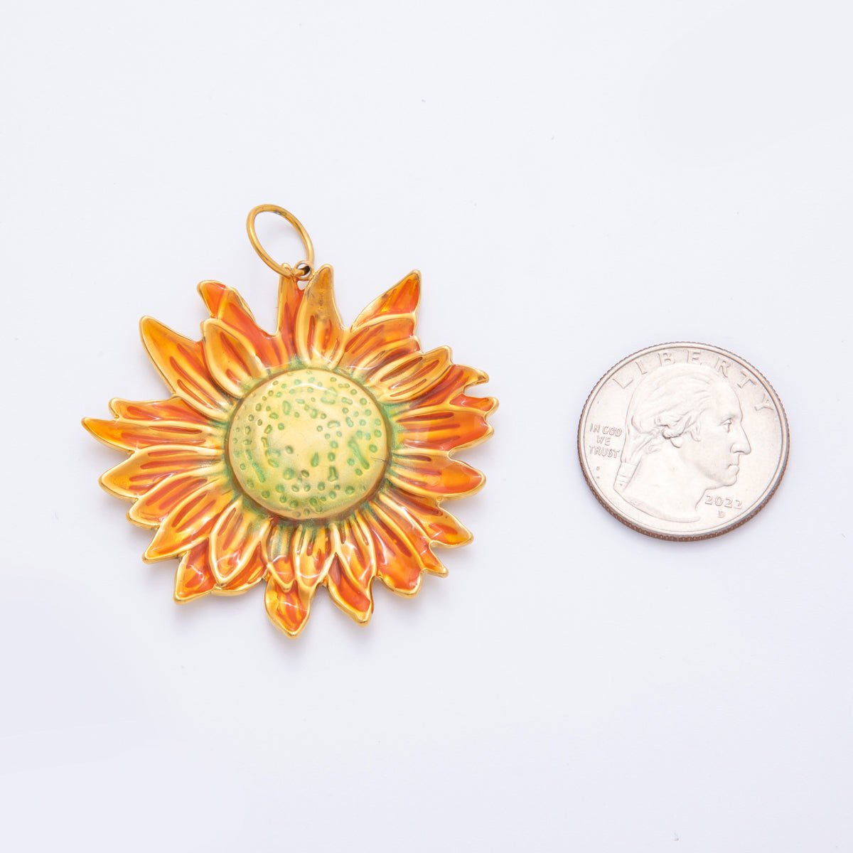 Stainless Steel Gradient Sunrise Sunflower Charm | J458 - DLUXCA
