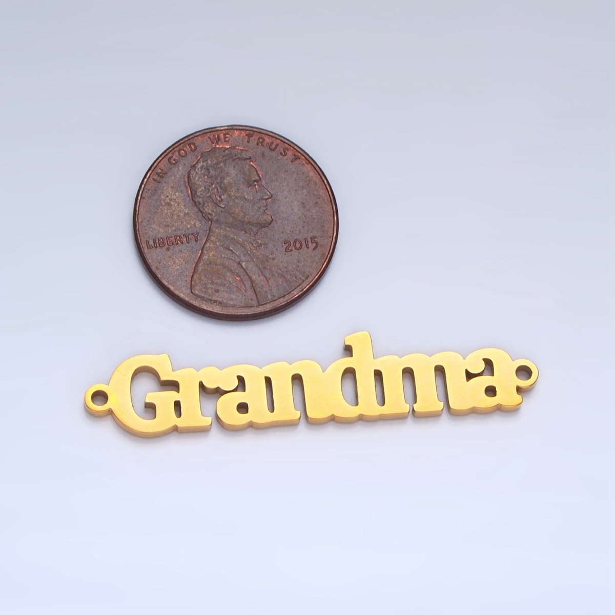 Stainless Steel "Grandma" Script Minimalist Connector in Gold & Silver | G456 - DLUXCA