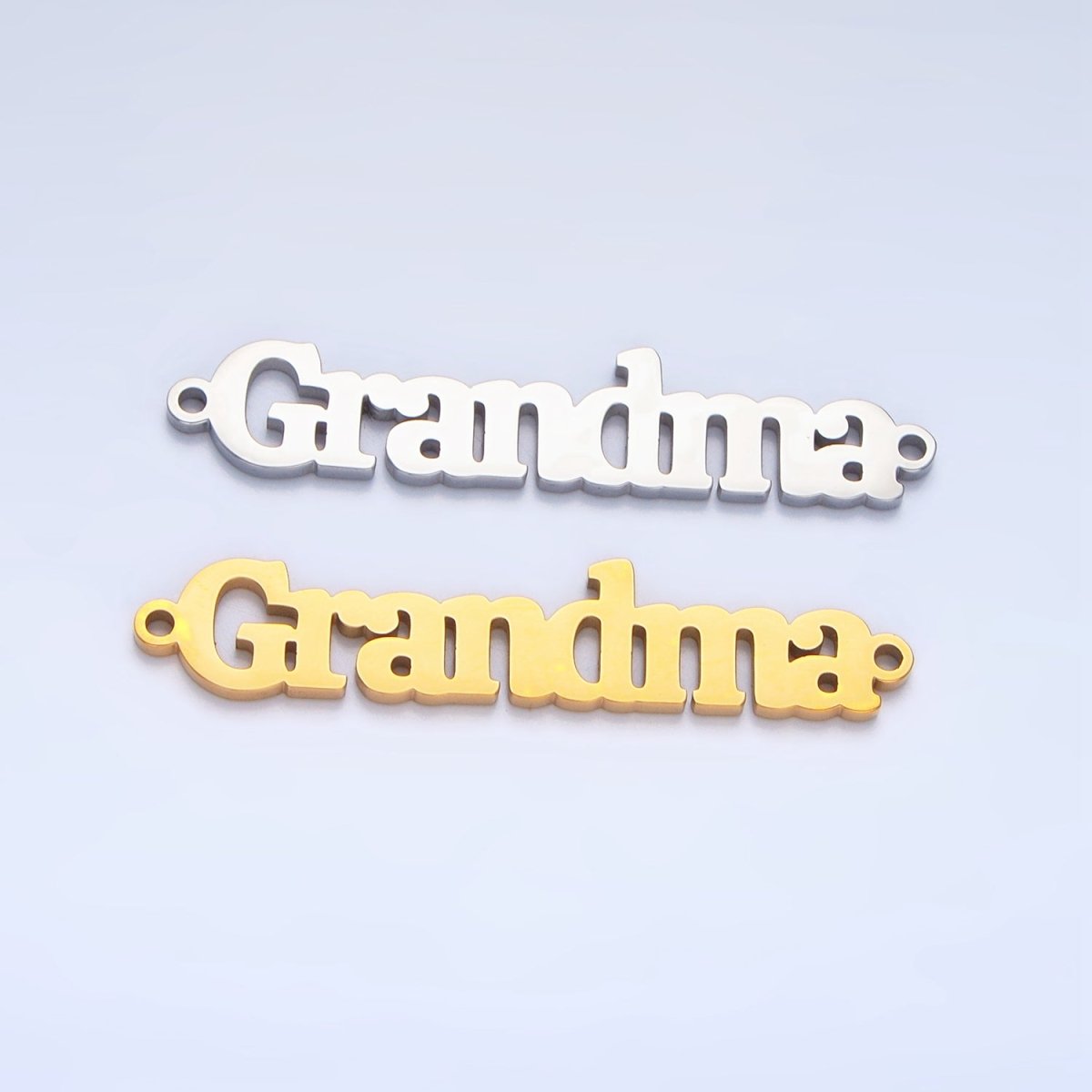 Stainless Steel "Grandma" Script Minimalist Connector in Gold & Silver | G456 - DLUXCA