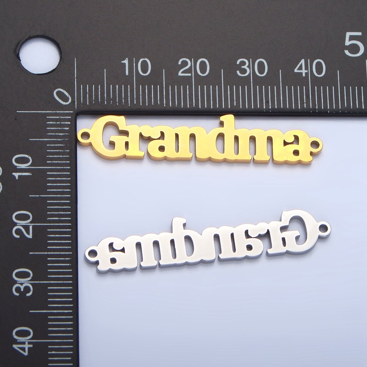 Stainless Steel "Grandma" Script Minimalist Connector in Gold & Silver | G456 - DLUXCA