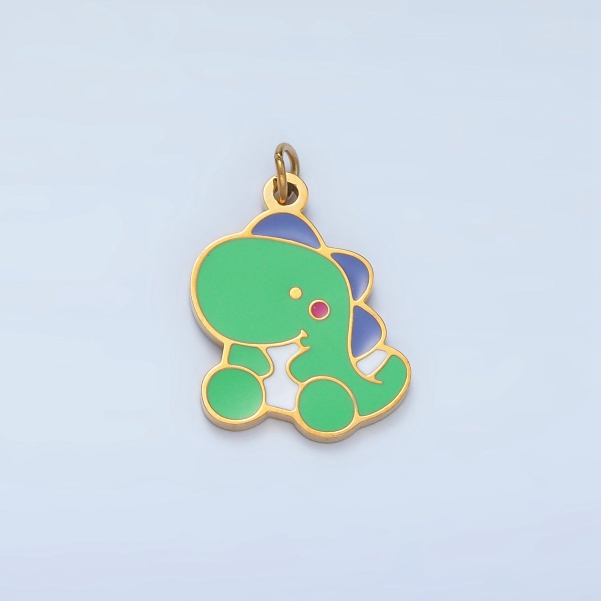 Stainless Steel Green Baby T - Rex Dinosaurs Enamel Charm | P693 - DLUXCA