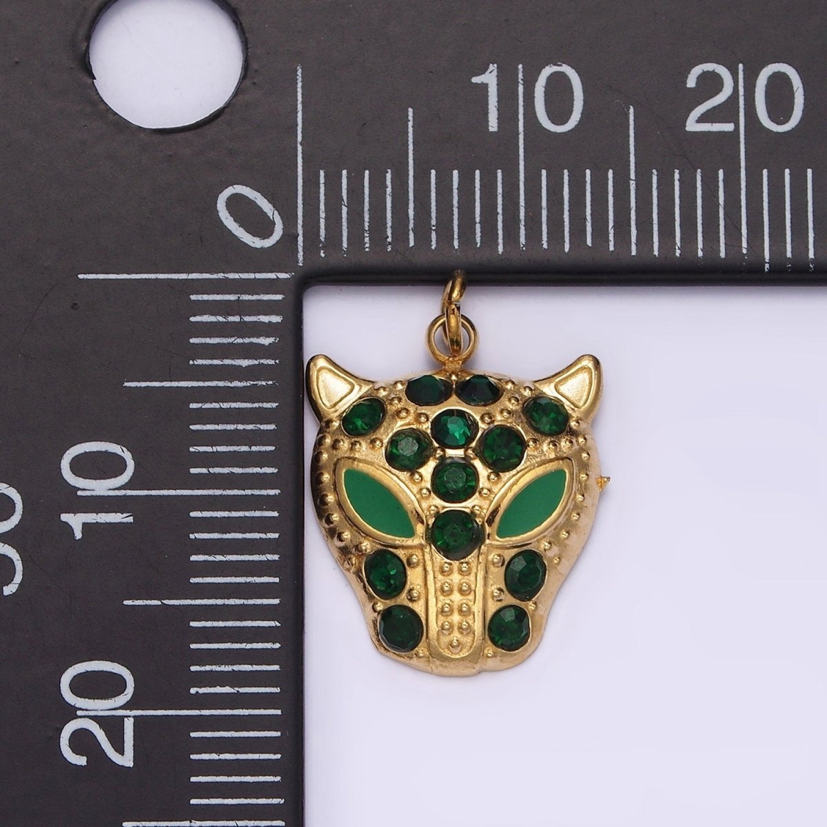 Stainless Steel Green, Black Eyed Panther Animal CZ Dotted Charm in Gold & Silver | P - 678 ~P - 681 - DLUXCA