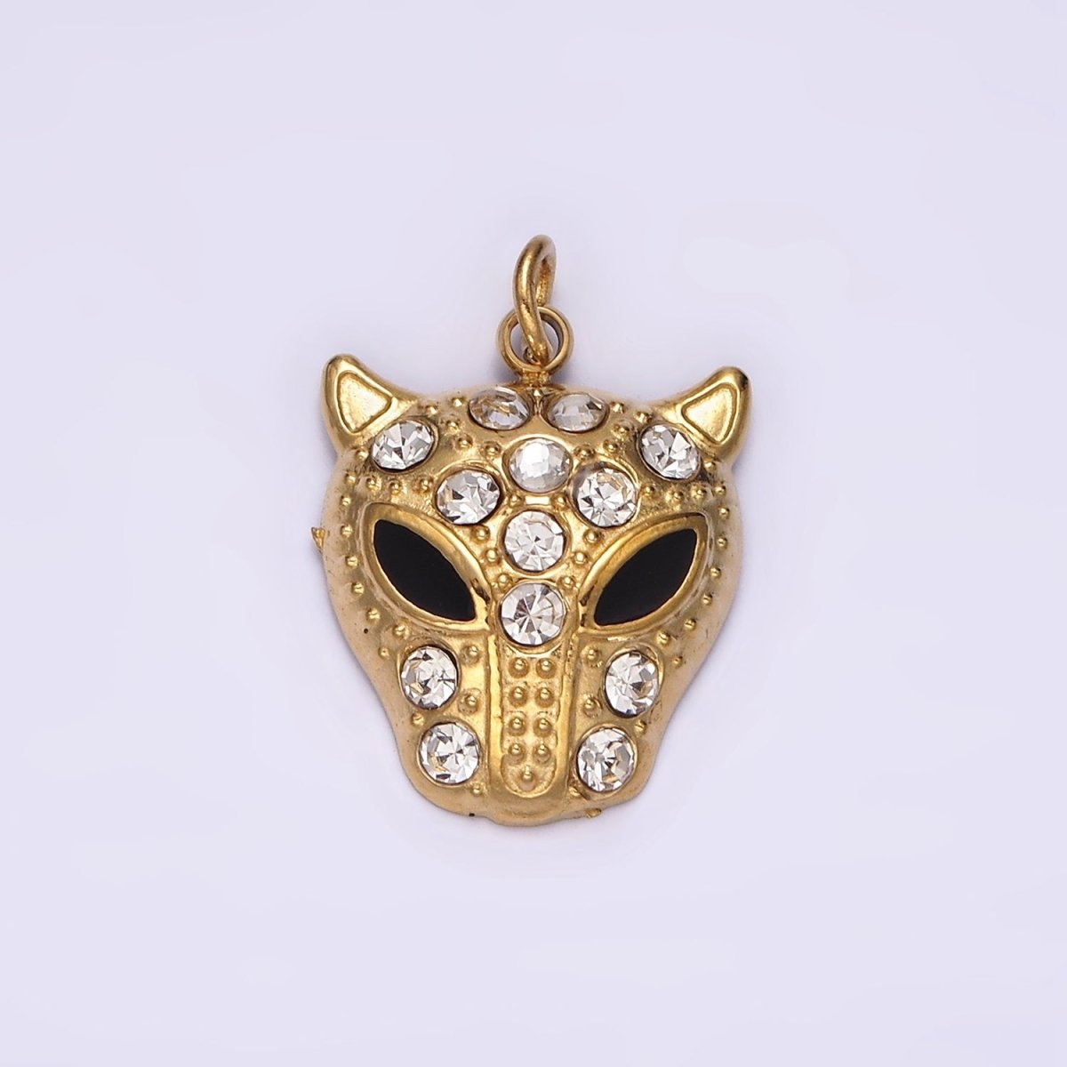 Stainless Steel Green, Black Eyed Panther Animal CZ Dotted Charm in Gold & Silver | P - 678 ~P - 681 - DLUXCA