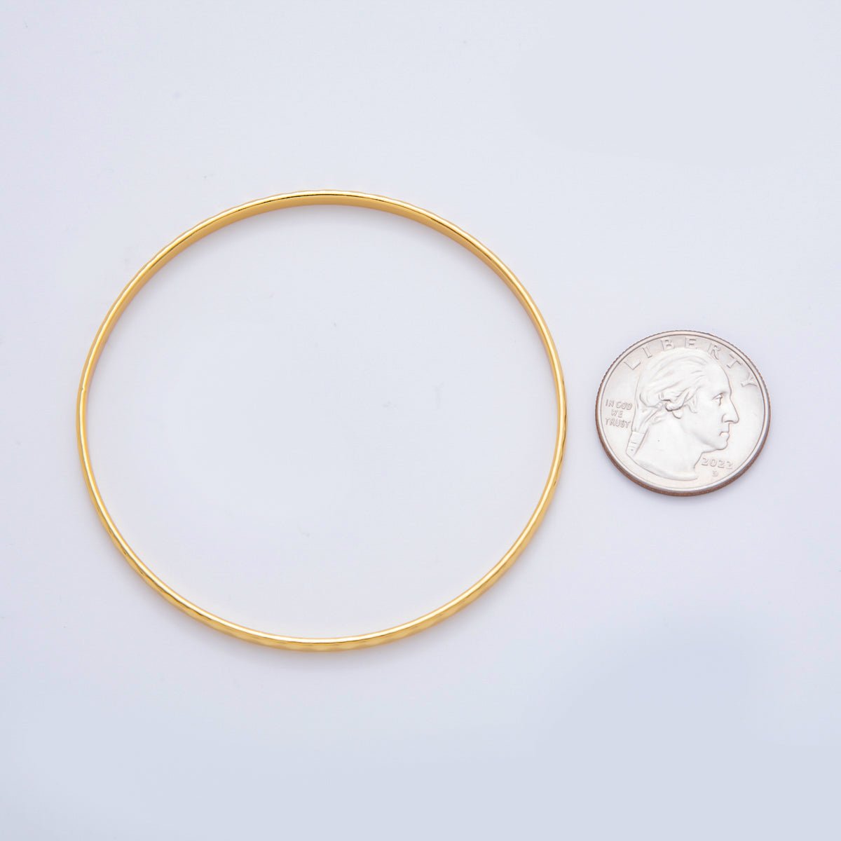 Stainless Steel Hammered Ridge Pattern Round Bangle Bracelet | WA - 3465 - DLUXCA