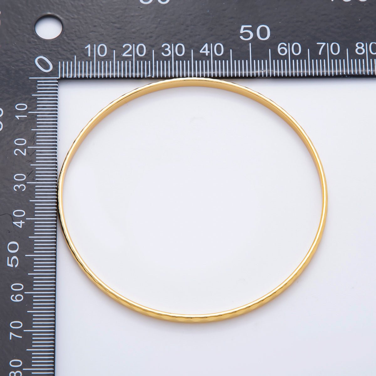 Stainless Steel Hammered Ridge Pattern Round Bangle Bracelet | WA - 3465 - DLUXCA