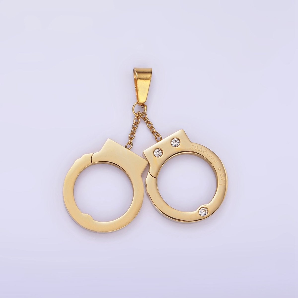 Stainless Steel Hand Cuff Charms Pendant in Gold & Silver | P1448 P1449 - DLUXCA