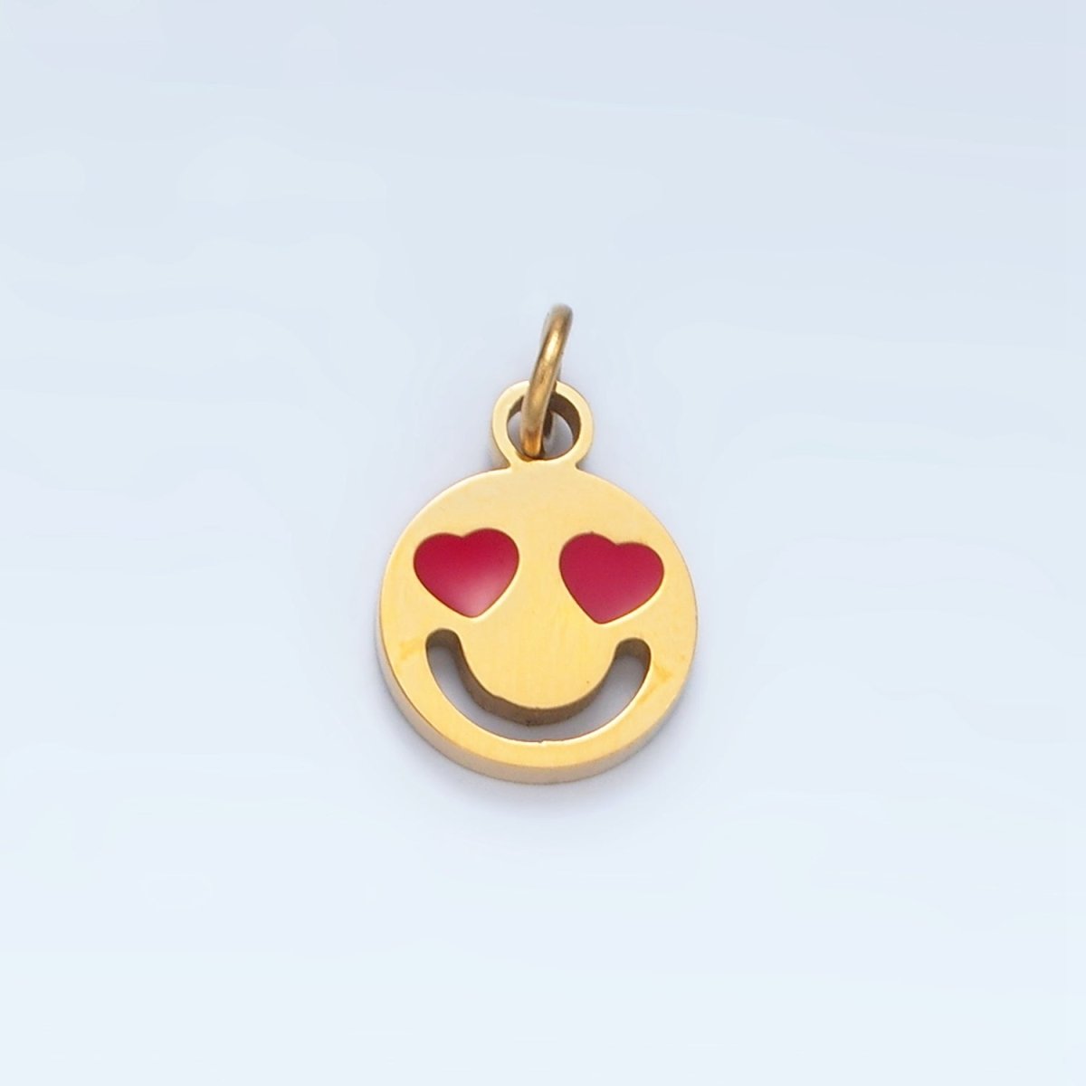 Stainless Steel Heart Eyes Smiley Face Mini Charm | P678 - DLUXCA