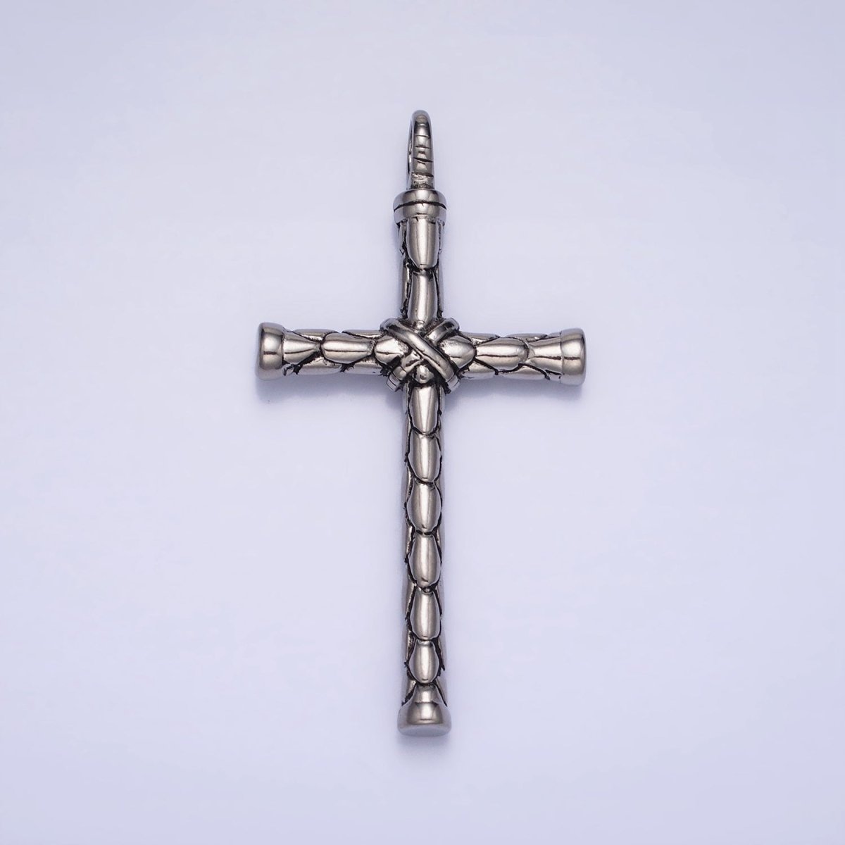 Stainless Steel Hexagon - Engraved Tied Religious Latin Cross Pendant in Gold & Silver P - 1143 - DLUXCA