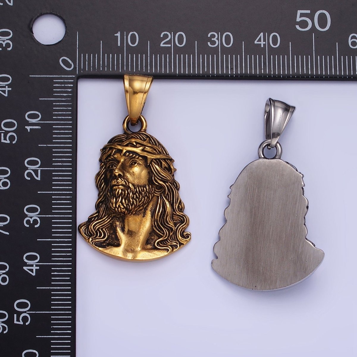 Stainless Steel Jesus Christ Religious Figure Pendant in Gold & Silver | P1213 P1214 - DLUXCA