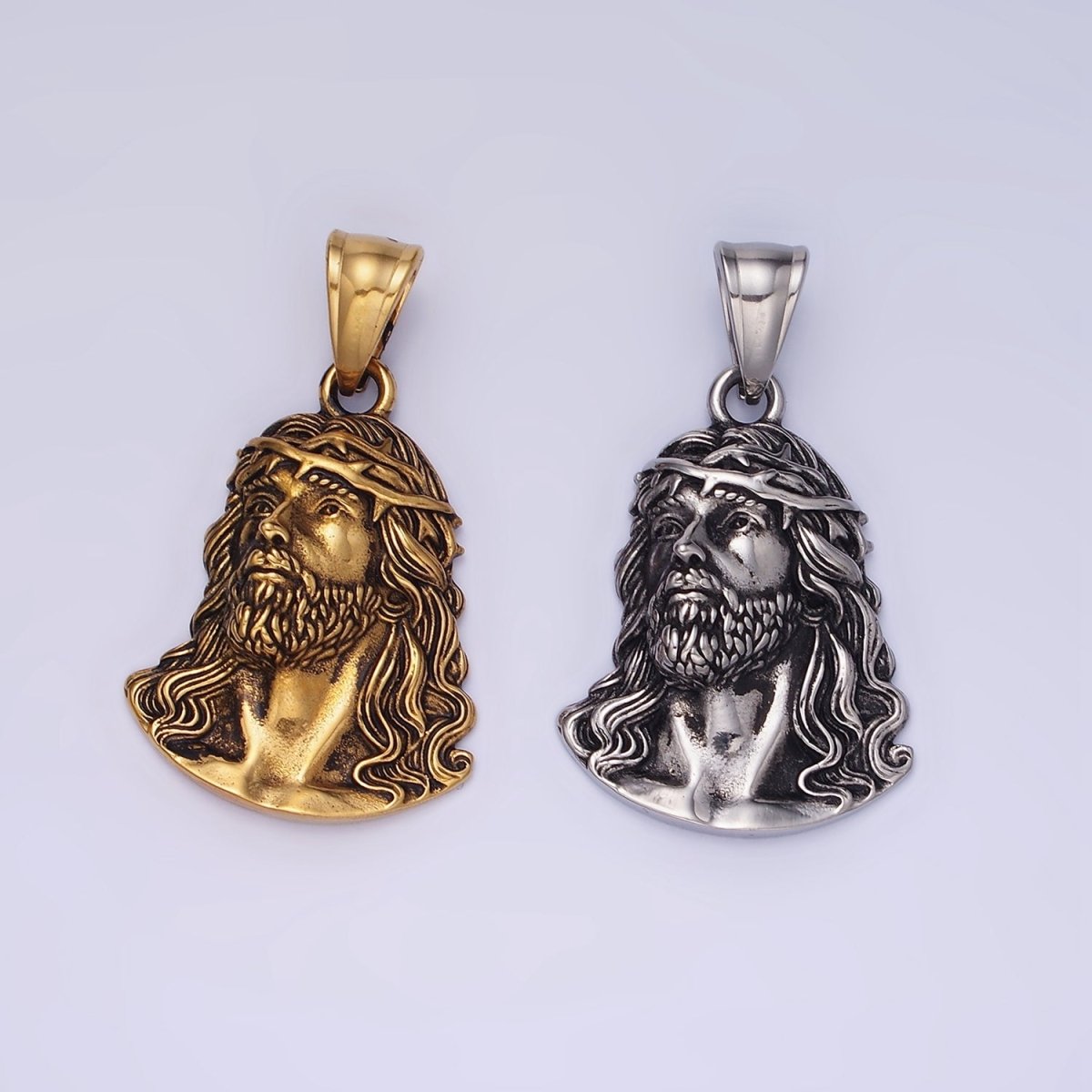 Stainless Steel Jesus Christ Religious Figure Pendant in Gold & Silver | P1213 P1214 - DLUXCA